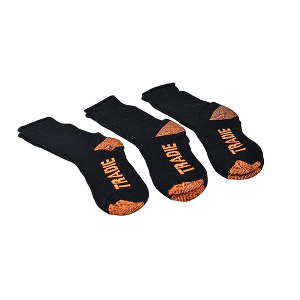 Black &amp; Orange Comfortable Sports Exercise Socks-3 Pairs