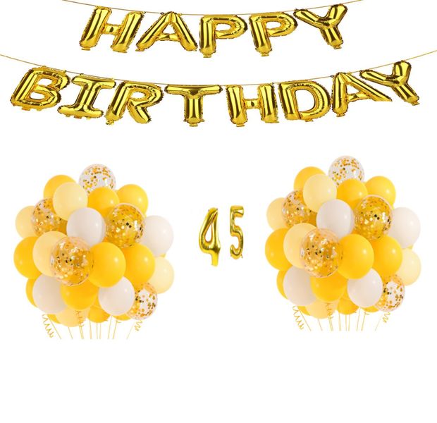 Yellow and Gold Balloon Set 45 years