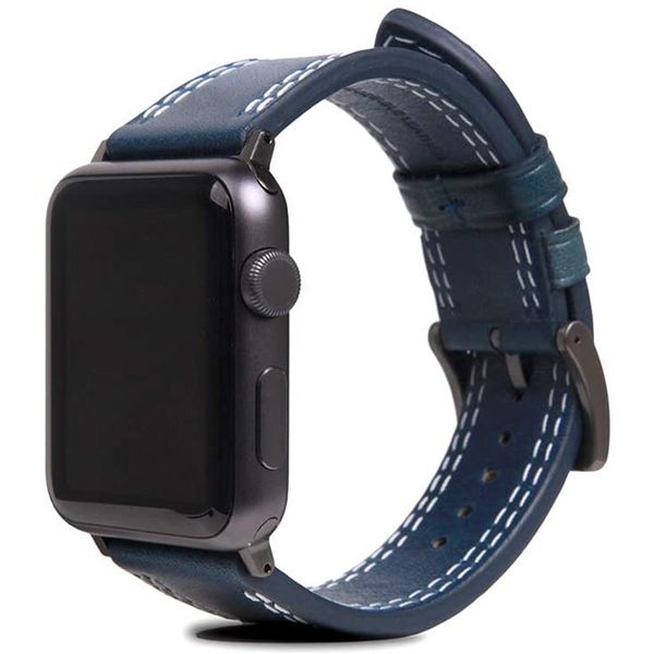 SLG D+ Italian Temponata Leather Strap For Apple Watch 42/44mm - Blue