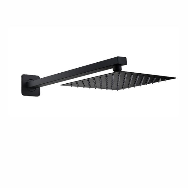 Black 40CM Rectangular Shower Arm &amp; 20CM Square Shower Head Set