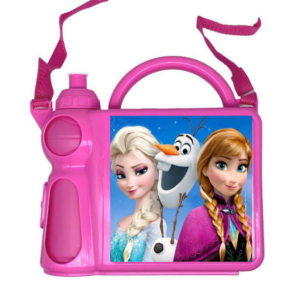 Kids Frozen Pink Plastic Lunch Box and Water Bottle