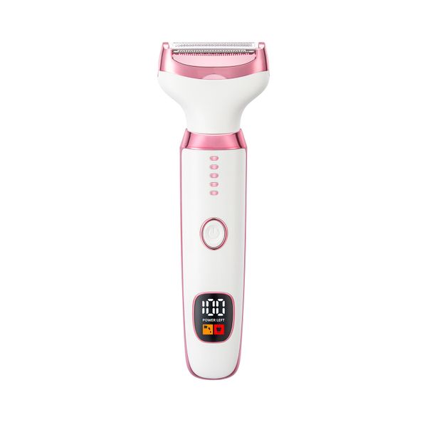 5-in-1 Women Hair Remover Digital Display Pink LED Square Screen Power Left