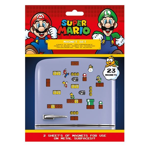 Super Mario (Mushroom Kingdom) Magnet Set, 23 Magnets