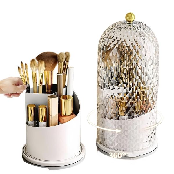 Makeup Brush Holder Cosmetic Tools Organizer Brushes Storage - White