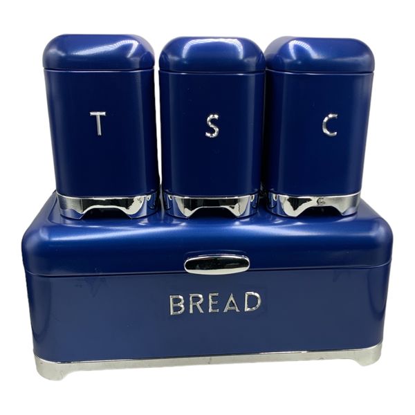 Bread Bin And Canister Set 4 Piece Retro