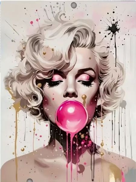 5D Diamond Dot Kit - Marilyn Monroe Bubble Gum Pop Art - 30x40cm