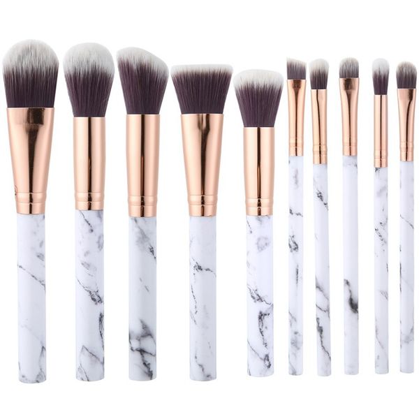10 Pieces Marble Pattern Makeup Brush Set