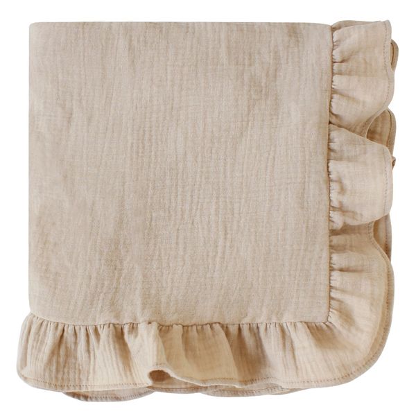 100% Cotton Swaddle Ruffle Oatmeal