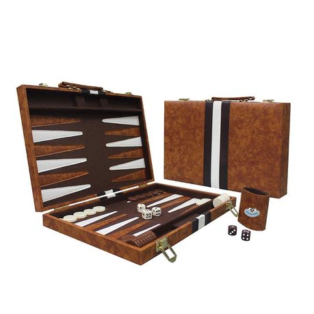 Classic Backgammon Set, 2-in-1 Leatherette Backgammon, 15 inch Image