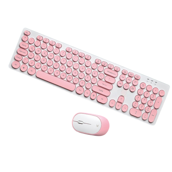Wireless Keyboard and Mouse Combo Pink Compact Portable