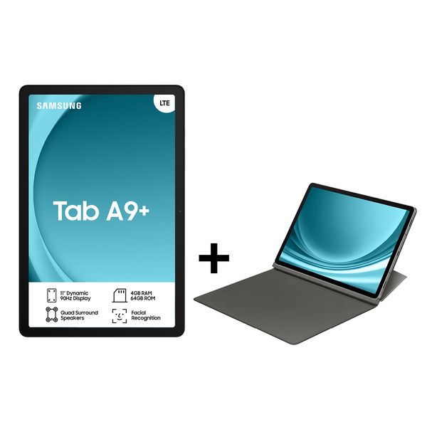 Samsung Galaxy Tab A9+ (X216) 11" 64GB 5G Tablet + Black Book Cover