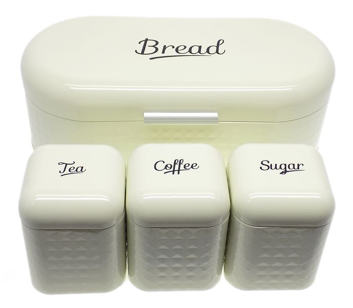 Elegant Bread Bin with Canisters - Cream