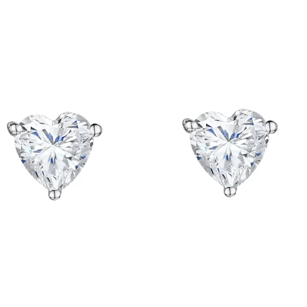 Broadway Jewellers-925 Sterling Silver-CZ Claw Stud Earrings - Heart
