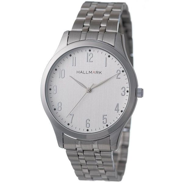 Hallmark Gents Silver Bracelet White Dial Watch image