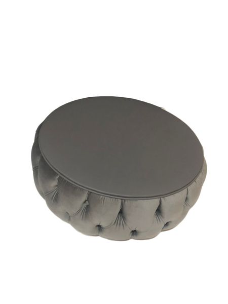Marina Home - Round Grey Pouf Foot Stool &amp; Box Ottoman - Floor Chair