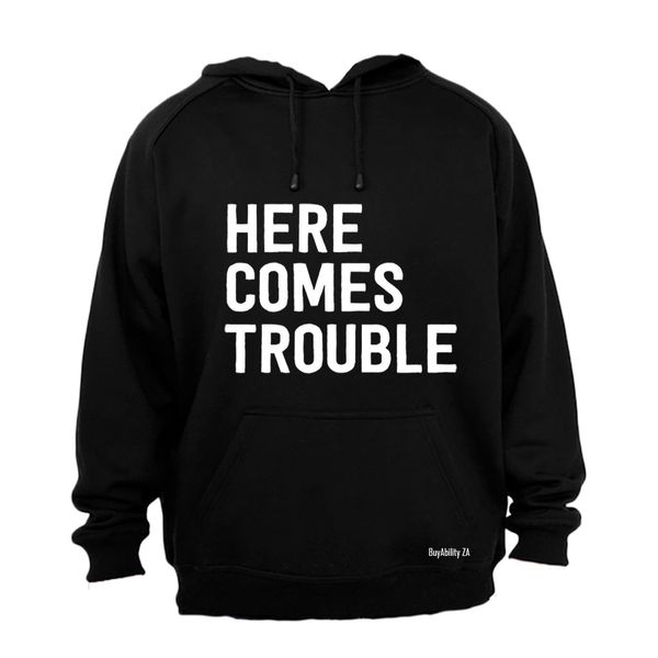 Here Comes Trouble - Mens - Hoodie - Grey