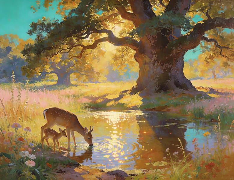Modern Canvas Wall Art Home Decor - Golden Nature
