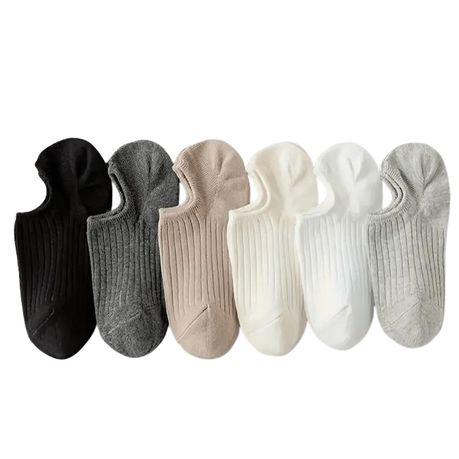 6 Pairs Black, Dark Grey, Light Grey, White, Cream And Beige Ankle Socks Image