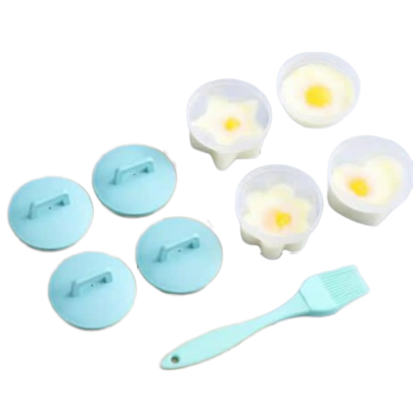 4 Piece Silicone Egg Cooker Cups with Lids &amp; Oil Brush (contents excluded)