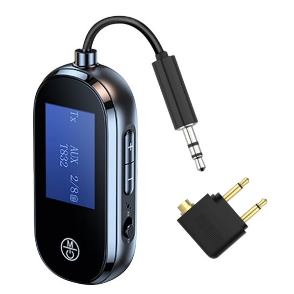 Bluetooth 5.4 Audio Adapter with Screen &amp; 3.5mm Jack - 13H Battery Life