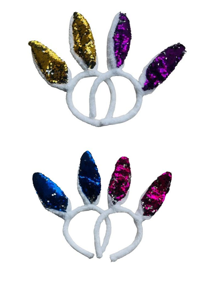 Easter Bunny Sequins Ear Headbands (4 Piece)