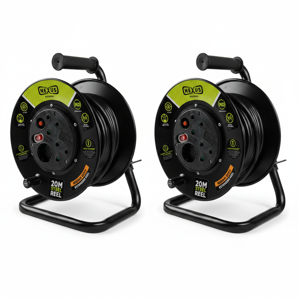 Nexus Heavy-Duty Steel Extension Reel 20m 1.5mm 16A - 2 Pack