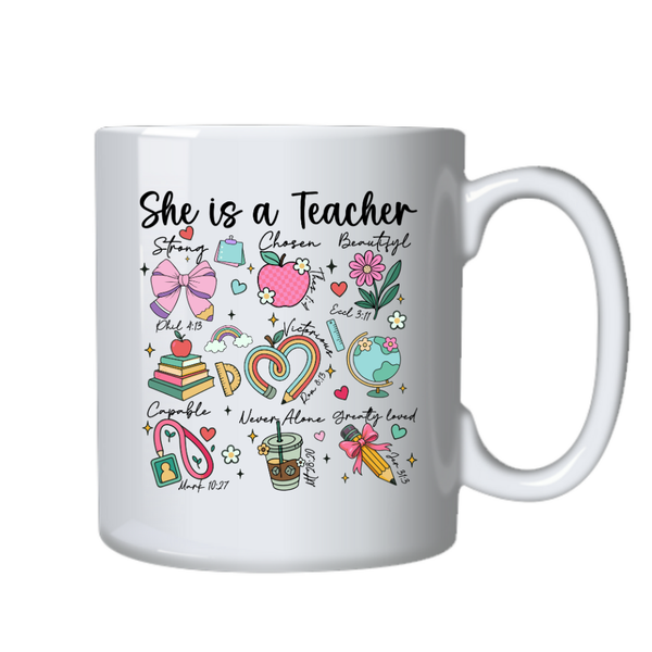 She Is TeacherMotivational Positive Mug Birthday Christmas Teacher Gift 402