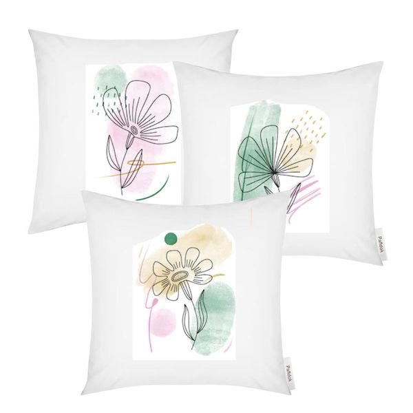 Pandok - 3 Piece Scatter Cushion Cover Set – Line Flowers