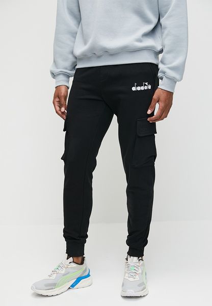 Diadora - Men's Clemente Black Cargo Track Pants