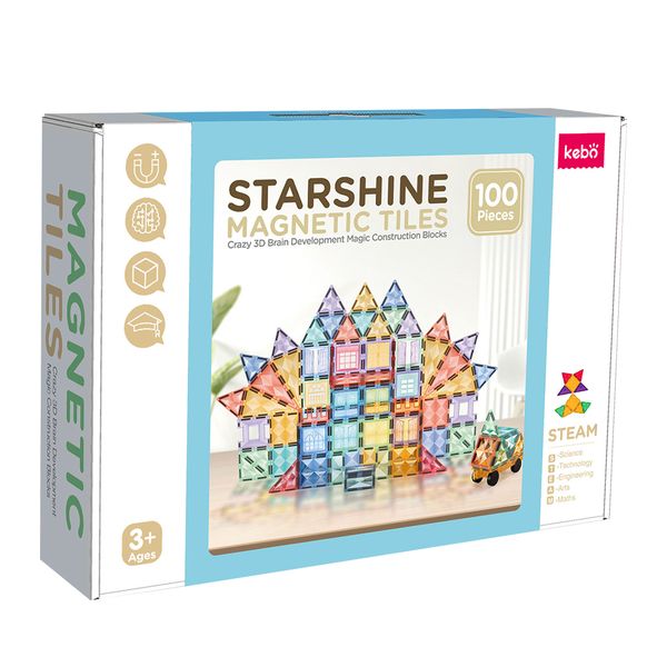 KEBO 100-Piece Magnetic Tiles Building Set- STEM Educational Toy