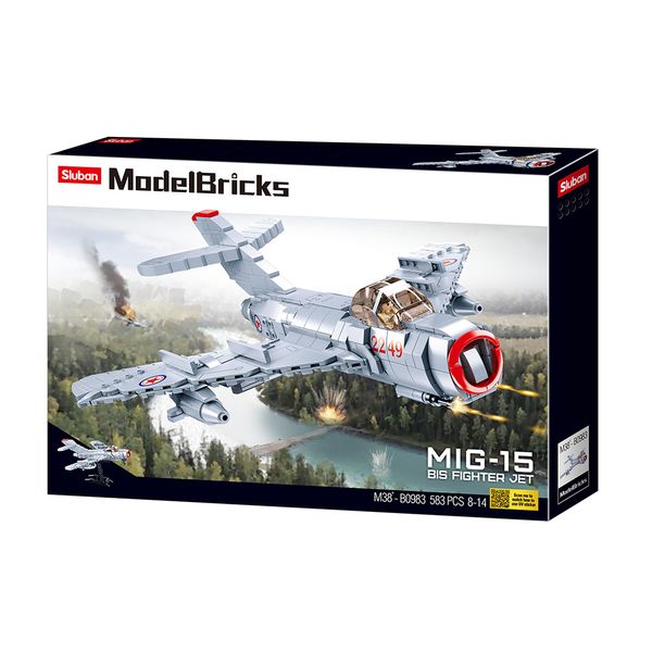 Sluban Building Set: MiG-15 Fighter Airplane Model Bricks - 583 Pieces