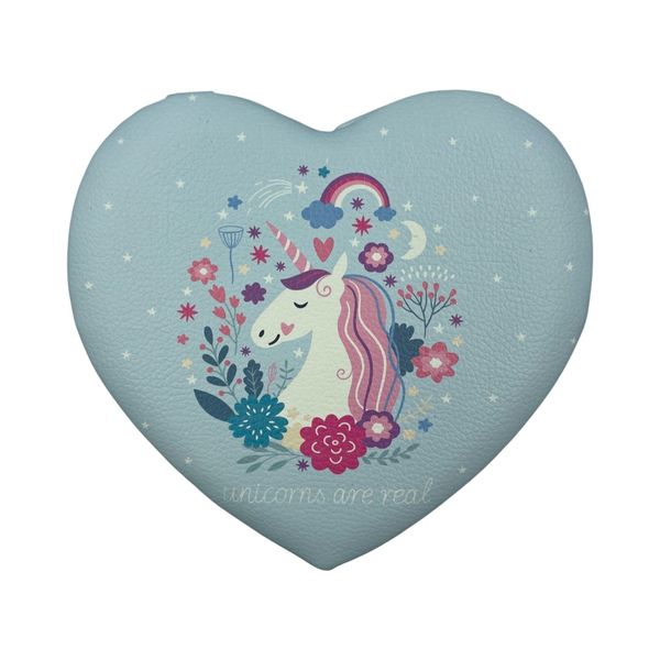 MXM Heart Shaped Mini Unicorn Jewellery Box With 4 Compartments - Blue