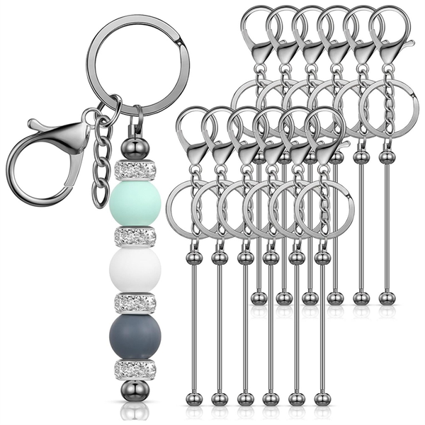 12Pcs Beadable Keychain Bars for Beads Blank Keychain Beaded Keychain