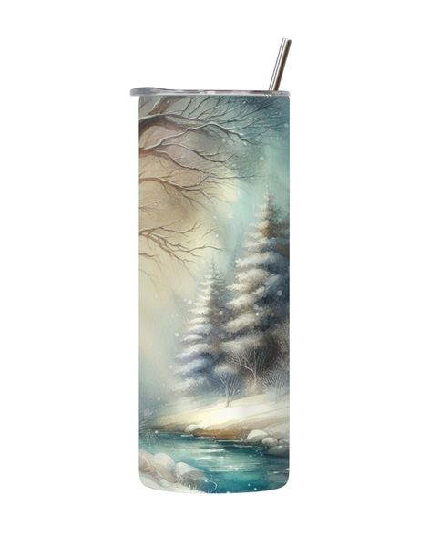 Snow 20 Oz Tumbler with Lid Straw Winter Wonder Graphic Design Present 100