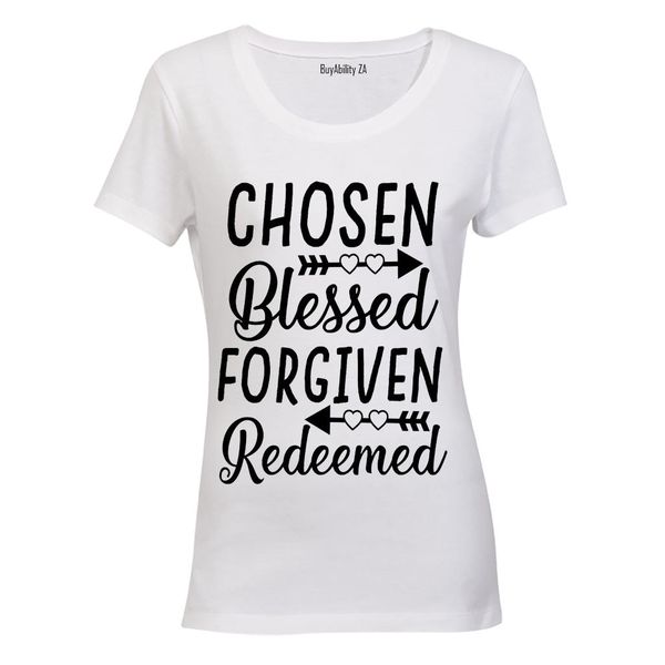 Chosen - Blessed - Forgiven - Ladies - T-Shirt - White