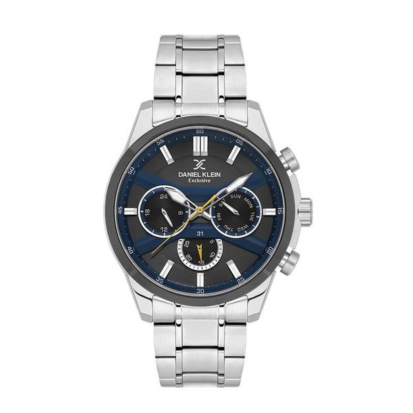 Daniel Klein - Exclusive Men's Silver-Blue Metal Button Analogue Watch - DK1137932