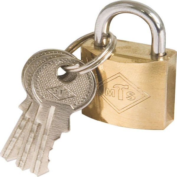 MTS Padlock Brass/Pl 20mm D/Blist Wz358
