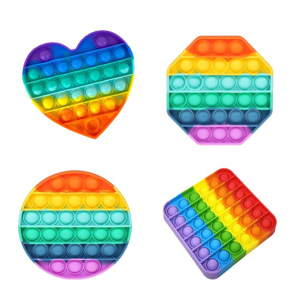 Fidget Toys - Pop It Washable Reusable Fidget Toy - Rainbow - 4 Pack Combo