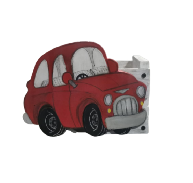 Multipurpose Hand Crafted Decorative Wooden Box- Red Car