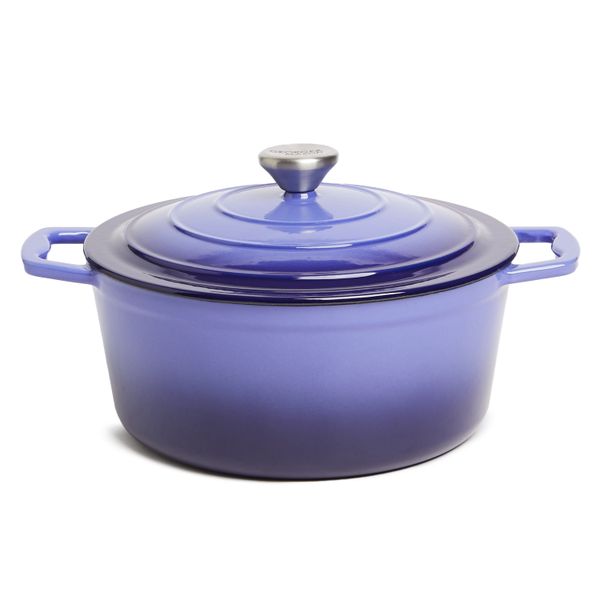 George &amp; Mason - 25cm Round Enamel Cast Iron Casserole - Blue