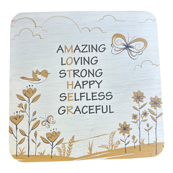 Quote Block -Amazing, Loving, Strong, Happy, Selfless, Graceful - Mother