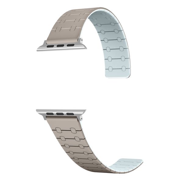 Magnetic Khaki Quality Silicone Apple Watch Band In 44/45/46 &amp; 49mm