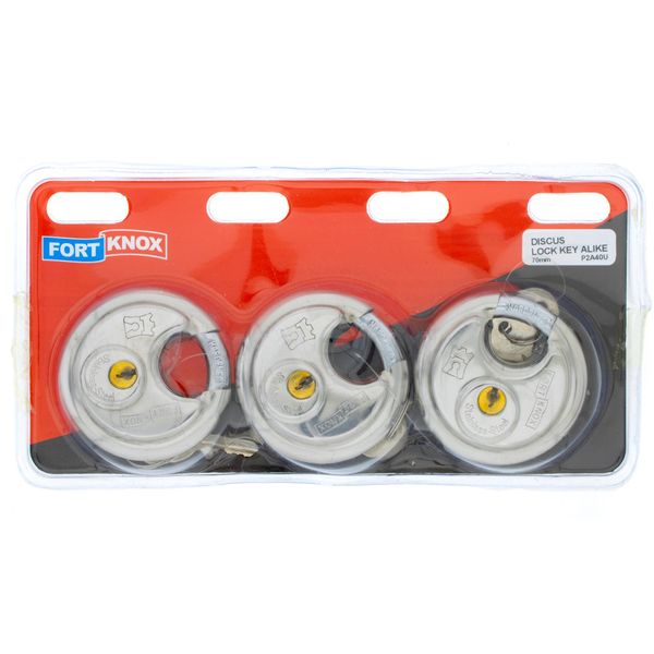 FORT KNOX Discus Padlocks Stainless Steel Keyed Alike 70mm Q:3 P2A40U