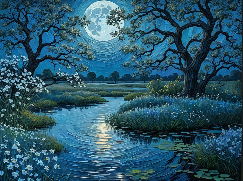Modern Canvas Wall Art Home Decor -Moonlit Serenity