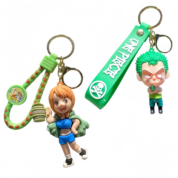 2pc One Piece Nami &amp; Zoro Anime Keychains - Collectible Fan Set
