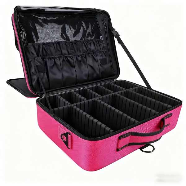 Large Capacity Makeup Case - Professional Travel Organizer with Dividers