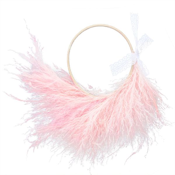 Pink Natural Pampas Dried Flower Wreath,for Home Decor Pampas Grass