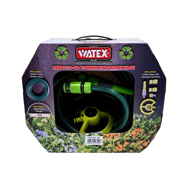 Watex Garden Hose Kit with 15m Hose Pipe, Fittings, Sprayer and Hose Hanger