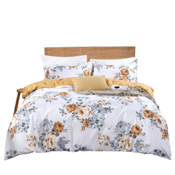 Linen Boutique - Duvet Cover Set Reversible - White Bronze