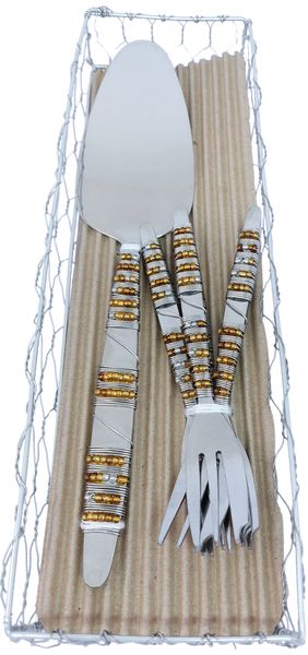 Beaded Decorative Cake Fork Lifter Set